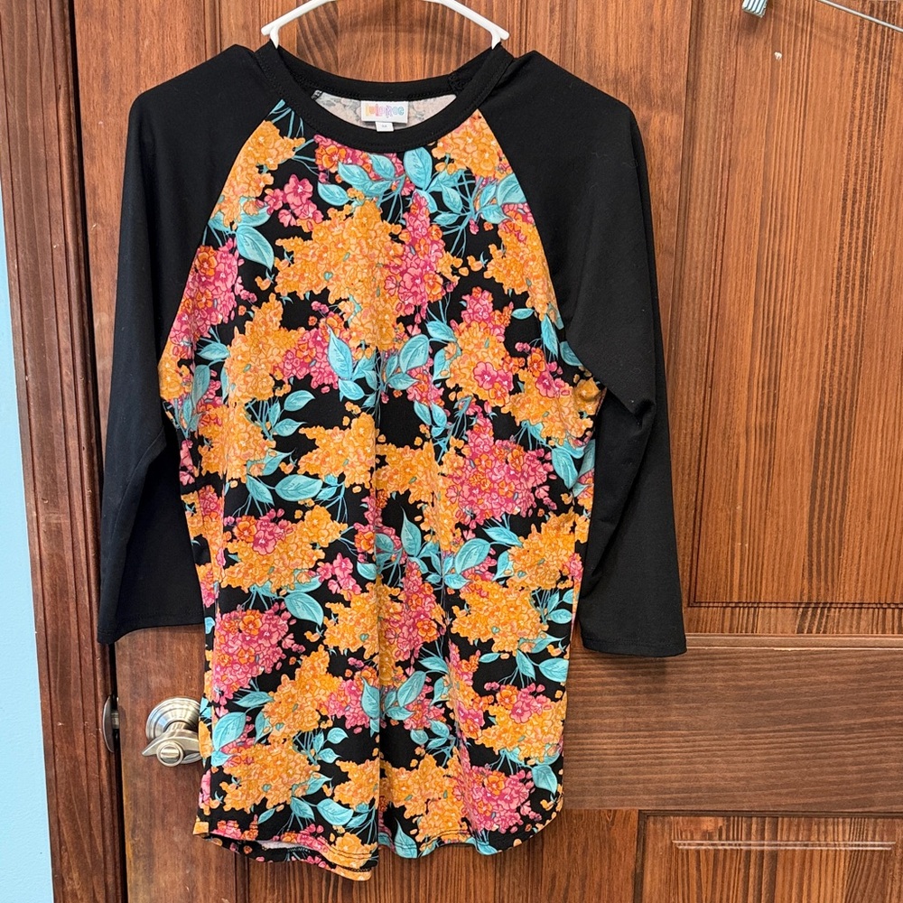 LuLaRoe Black Floral Long Sleeve Top